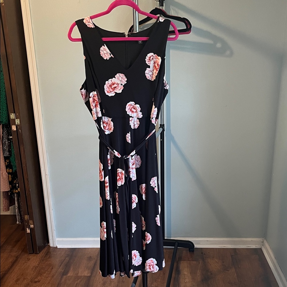 Tommy Hilfiger Black Dress with Pink Floral Pattern